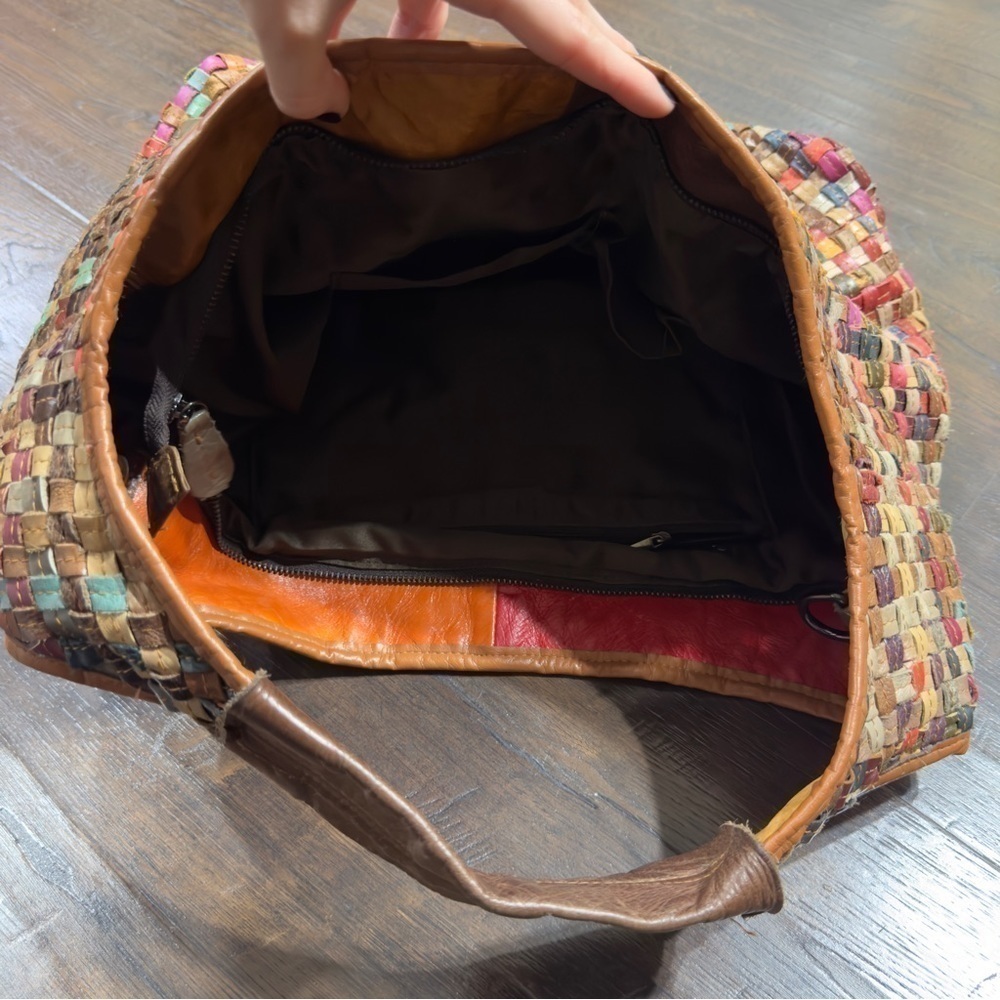Leather Multicolor Woven Bag - image 3